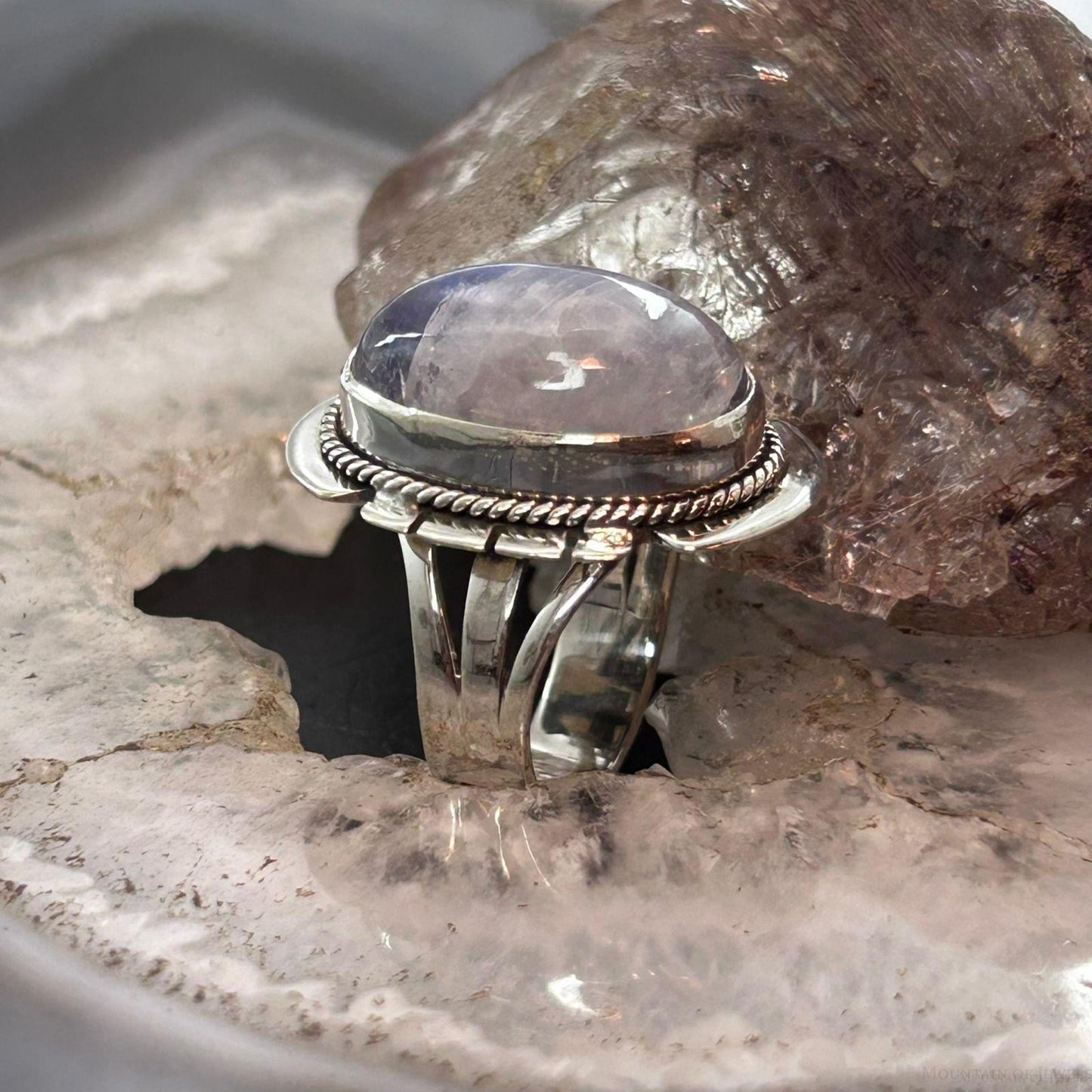 Sterling Silver Southwestern Style Oval Purple Rain Ring Size 7 For Women
