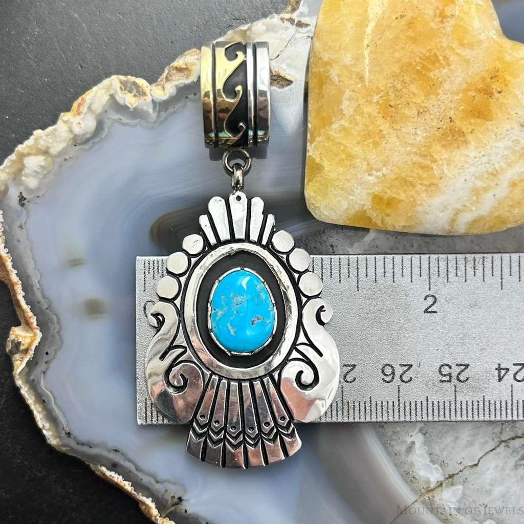 Tommy & Rosita Singer Sterling Silver Overlay w/Turquoise Unisex Pendant #1