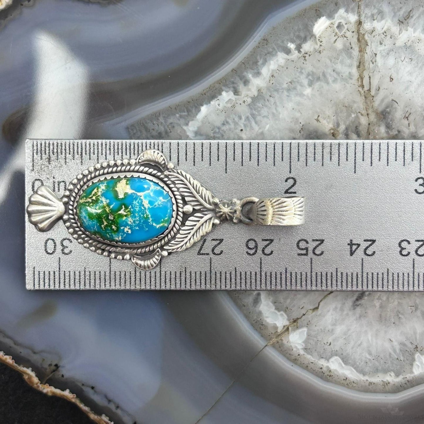 Sterling Silver Southwestern Style Sonora Gold Turquoise Decorated Pendant For Women