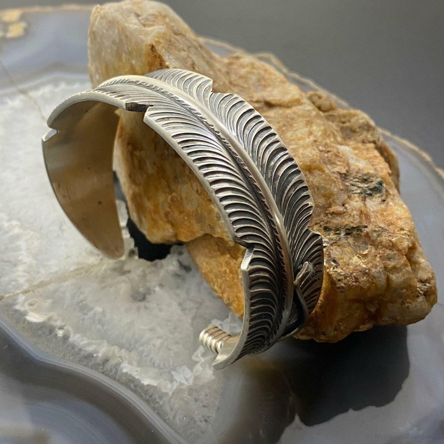 Chris Charley Sterling Silver Feather Stackable Bracelet Cuff For Women