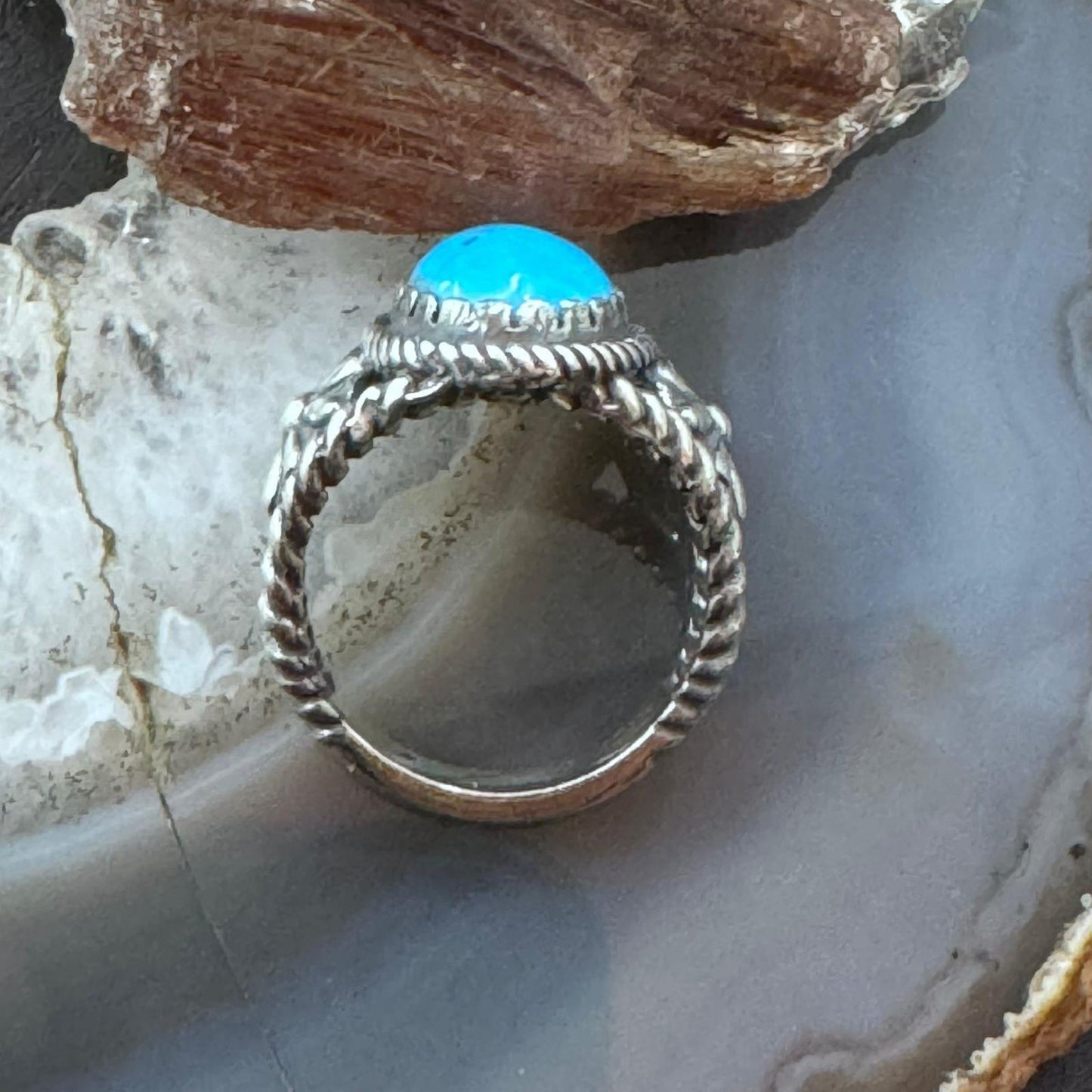 Carolyn Pollack Vintage Sterling Silver Oval Blue Turquoise Ring For Women