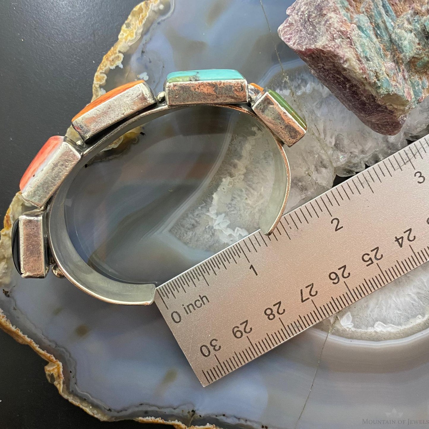 Chimney Butte Vintage Sterling Silver Chunky Multi-Stone Bracelet For Women