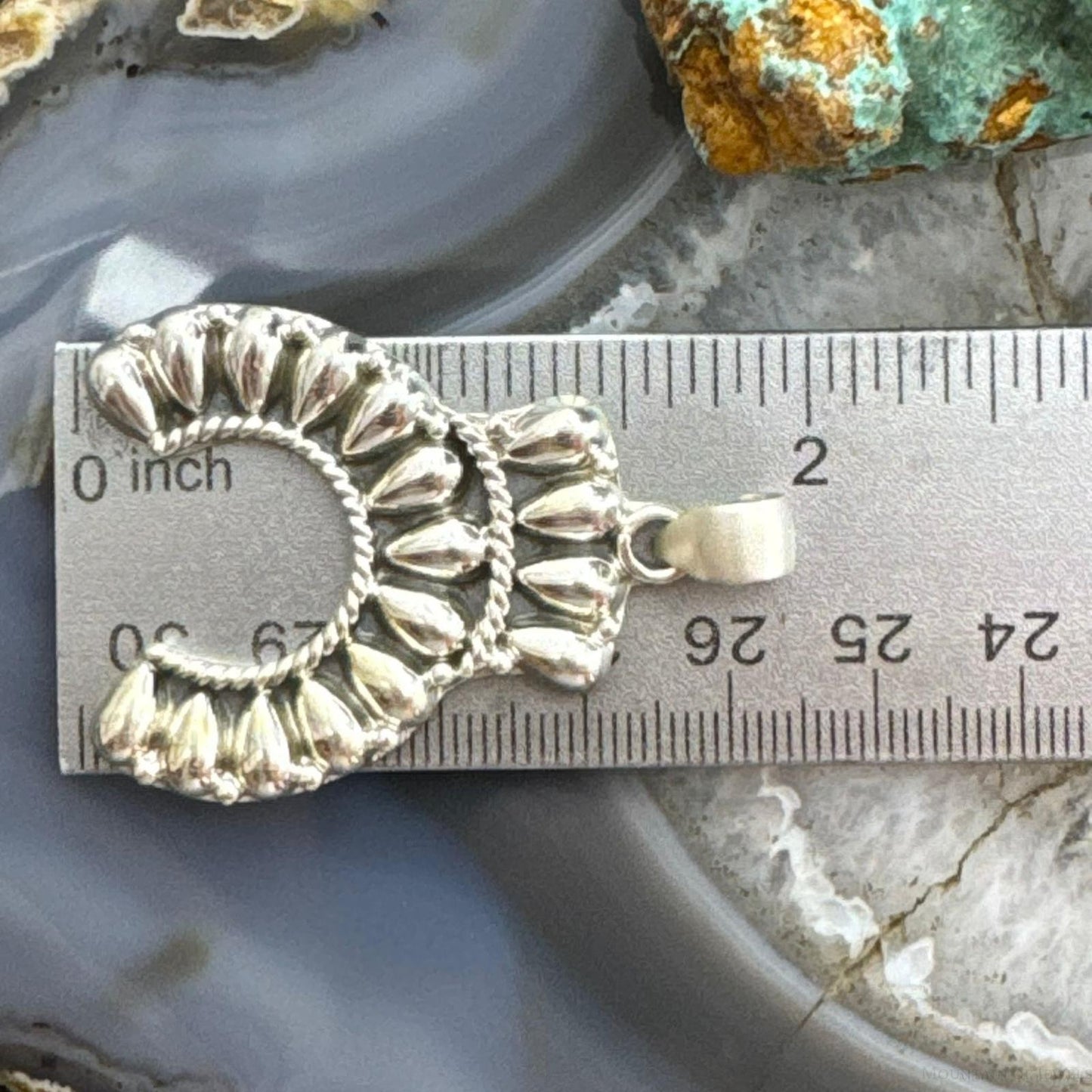 Southwestern Style Sterling Silver Decorated Cluster Naja Pendant For Women