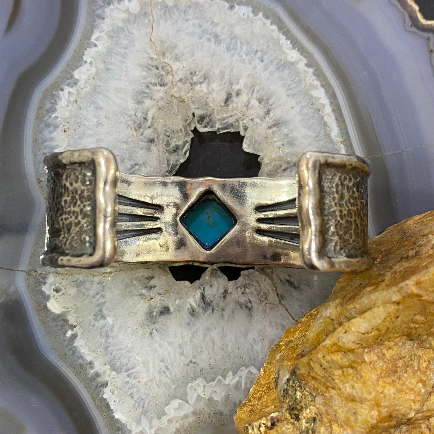 Carolyn Pollack Sterling Silver Turquoise Decorated Heavy Bracelet For Women