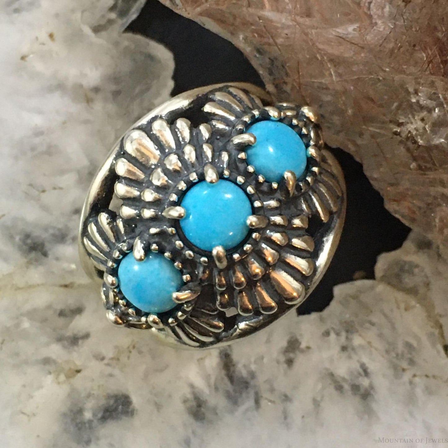 Carolyn Pollack Vintage Southwestern Style Sterling Silver Sleeping Beauty Turquoise Ring For Women