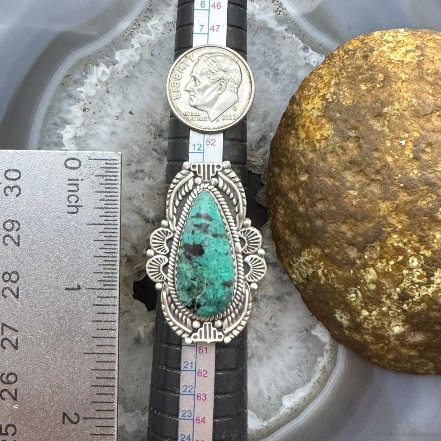 Sterling Silver Southwestern Style Teardrop Turquoise Decorated Adjustable Ring For Women