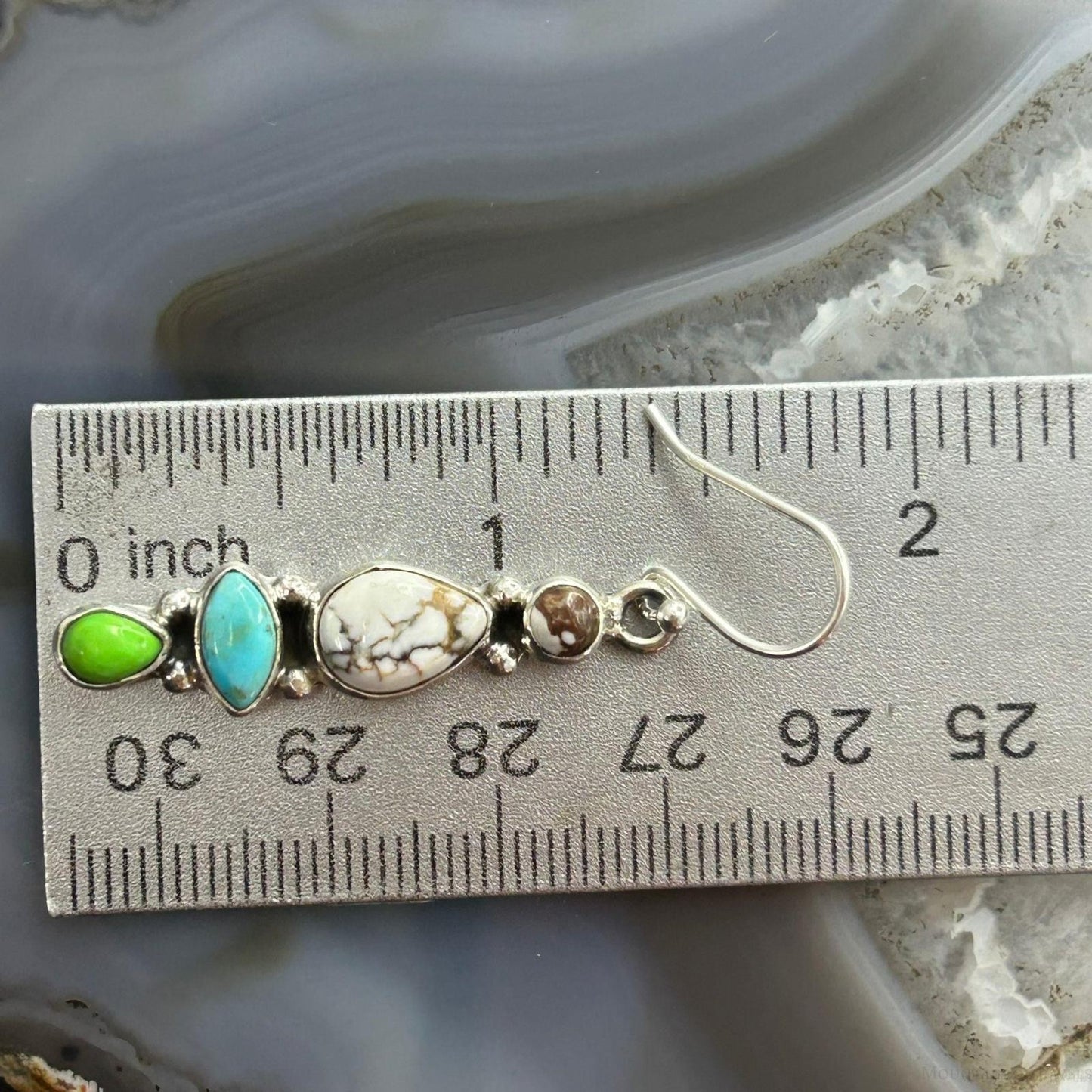 Sterling Silver Southwestern Style Multistone Dangle Earrings For Women #11