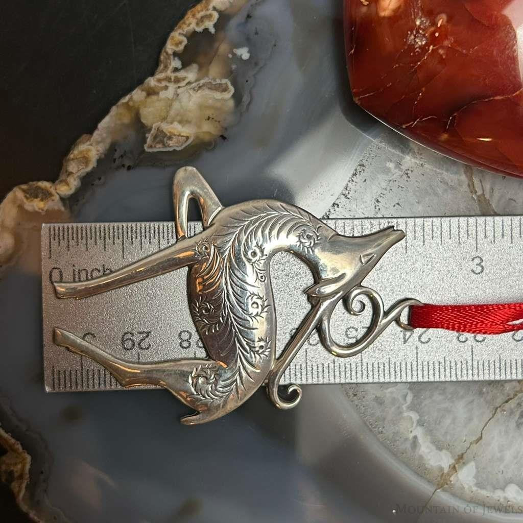 Sterling Silver Handmade & Stamped Ornament Prancer Reindeer