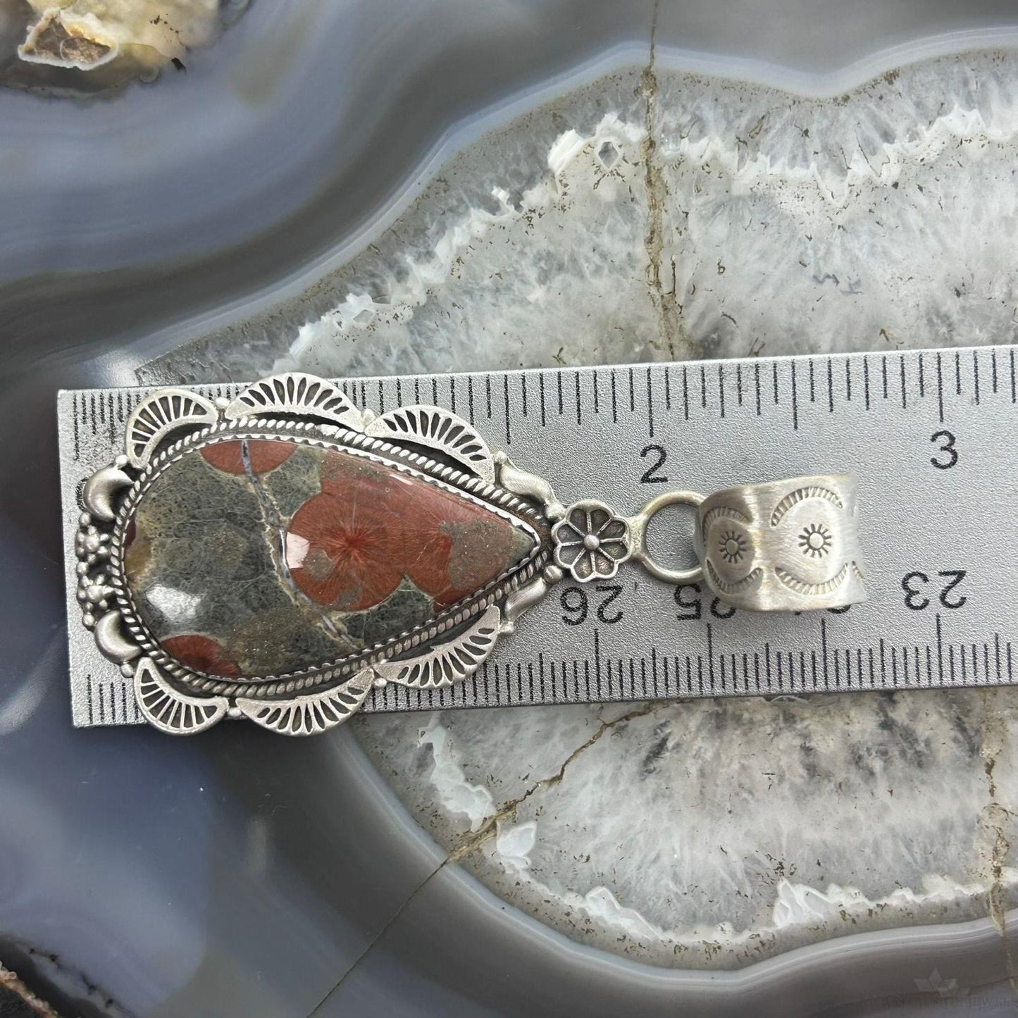 Sterling Silver Southwestern Style Teardrop Peanut Obsidian Pendant For Women