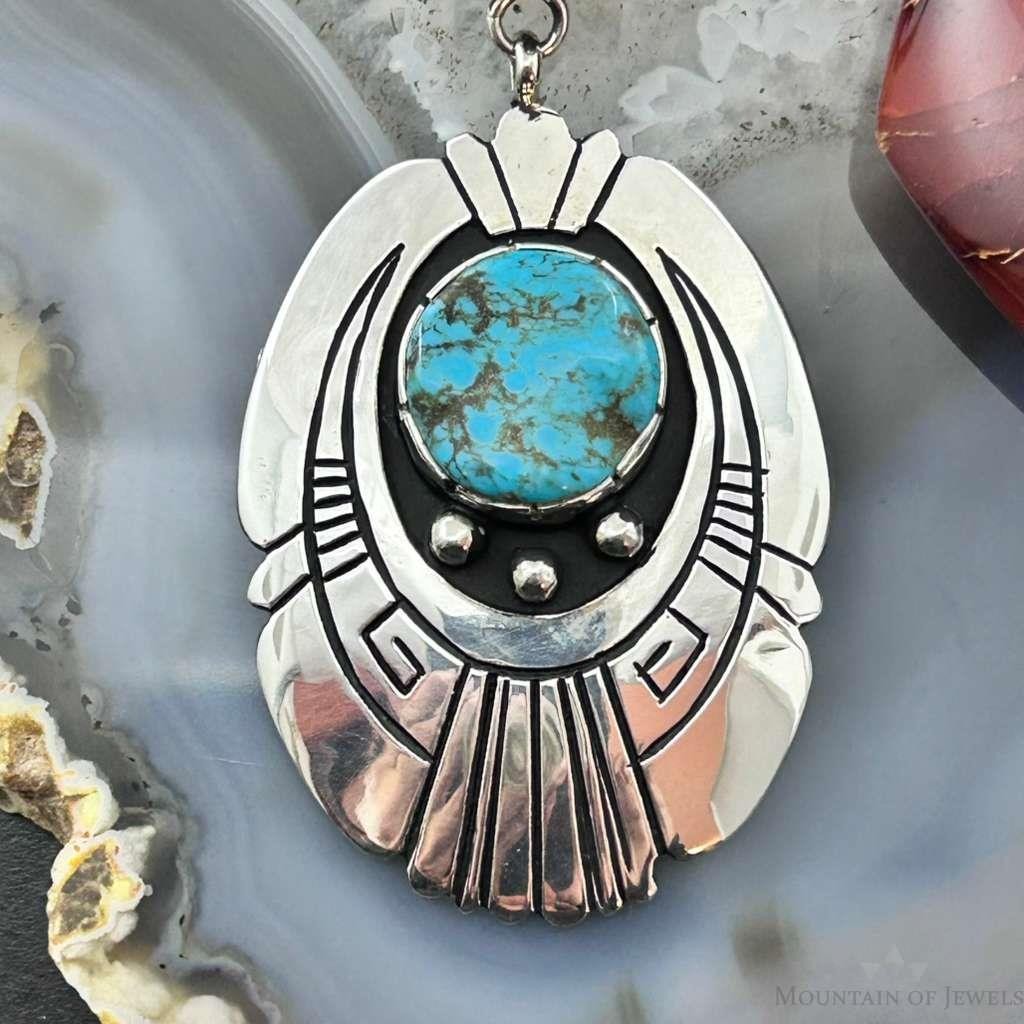 Tommy & Rosita Singer Sterling Silver Overlay w/Turquoise Unisex Pendant