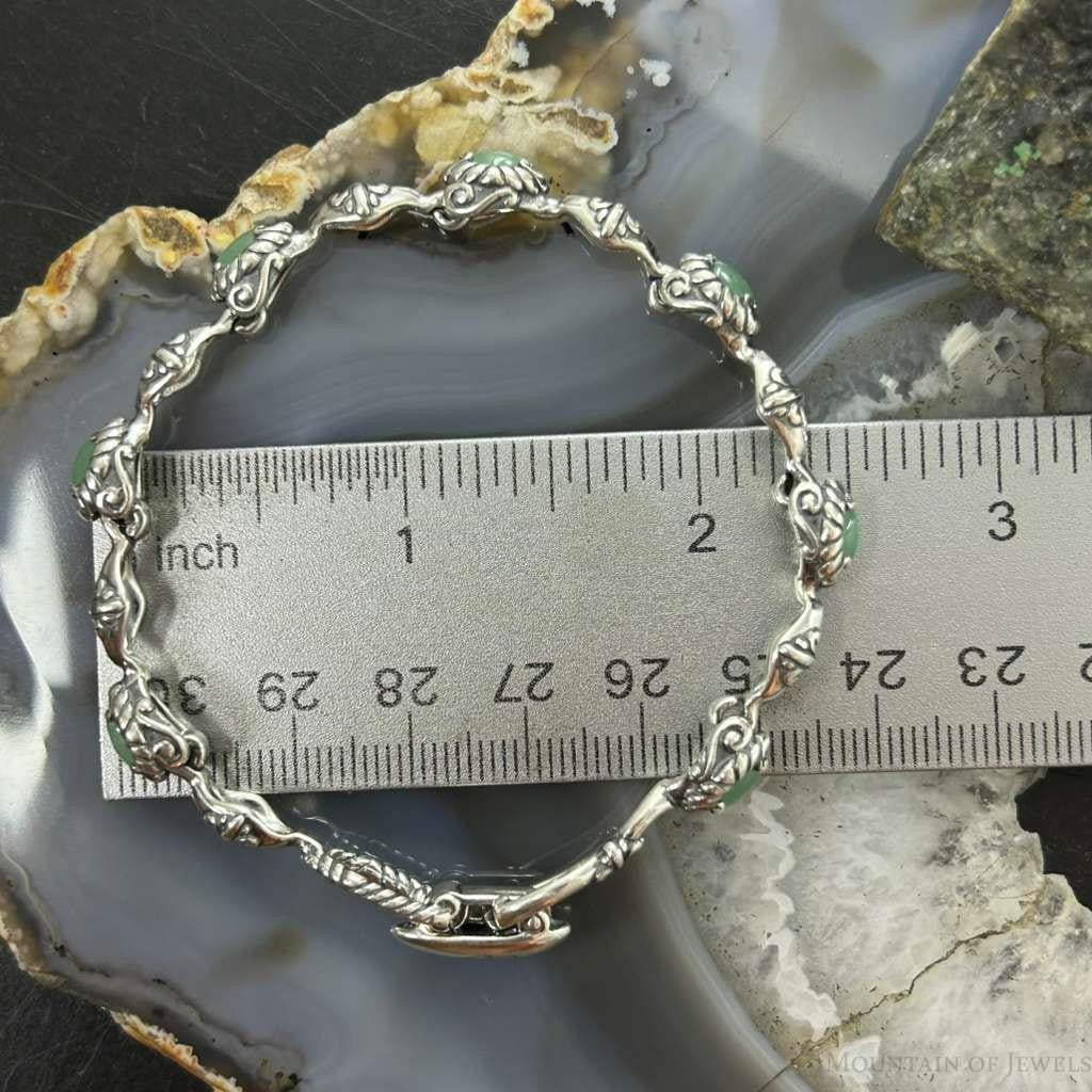Carolyn Pollack Sterling Silver 7 Oval Aventurine Link Bracelet For Women