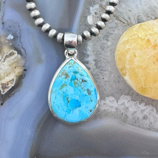 Sterling Silver Southwestern Style Teardrop Apatite Decorated Pendant For Women