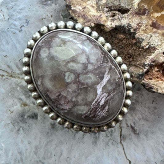 Sterling Silver Southwestern Style Large Oval Jasper Ring Size 7.75 For Women