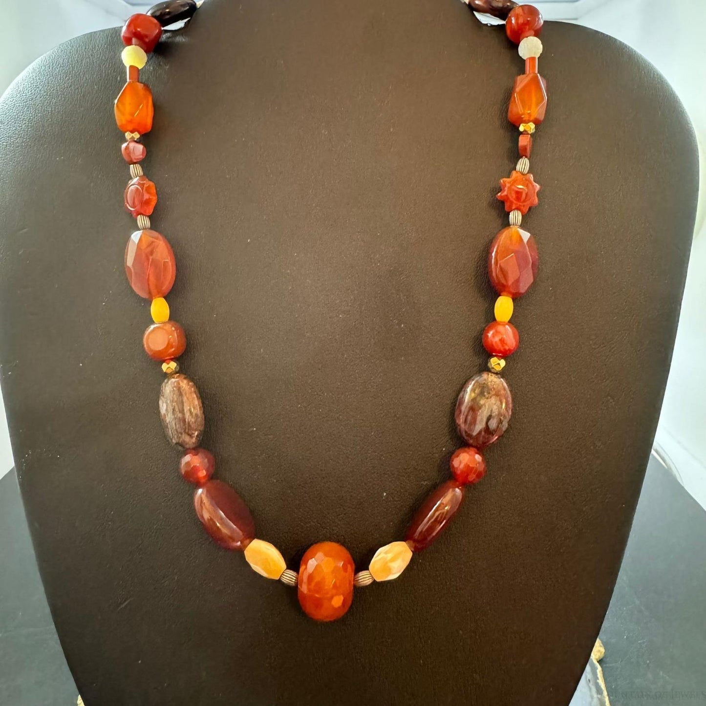 Carolyn Pollack Sterling Silver Multi Earthtone Gemstone Beaded Necklace For Women