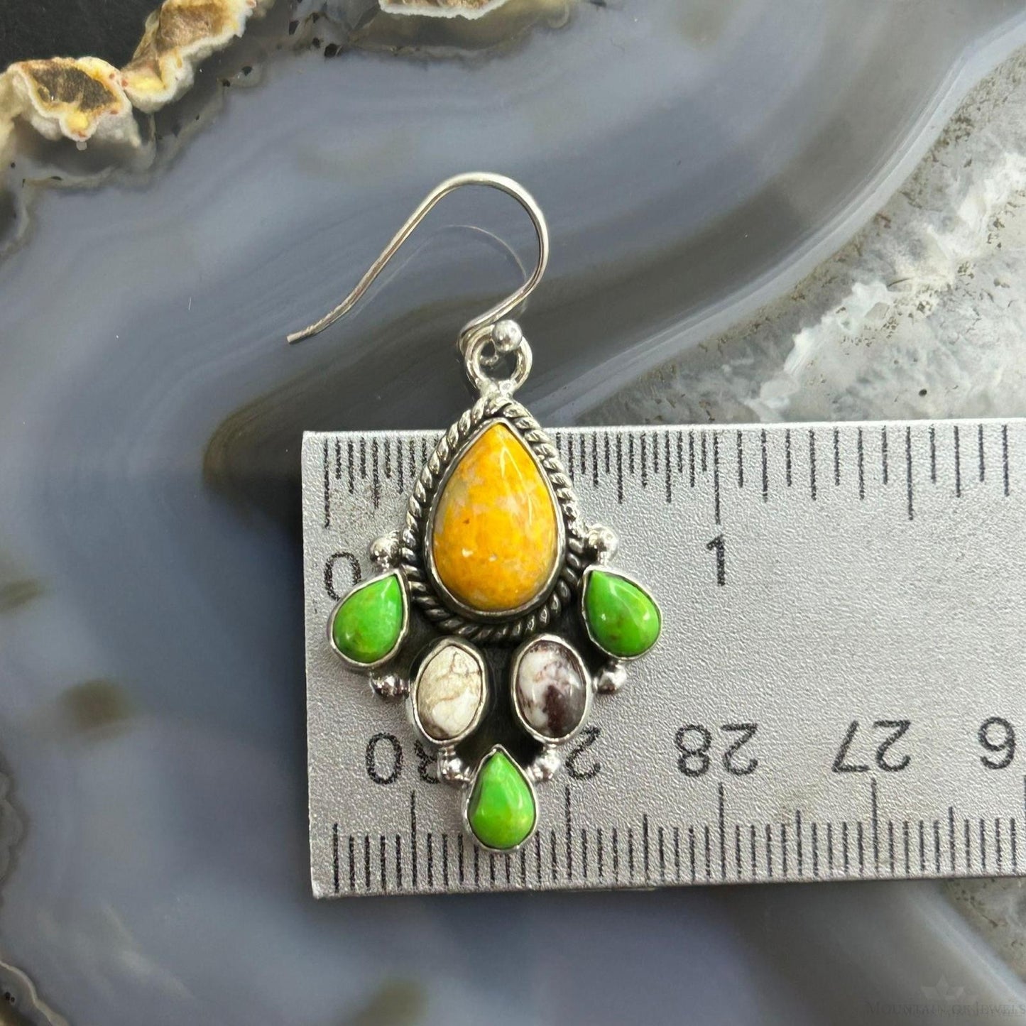 Sterling Silver Southwestern Style Multistone Dangle Earrings For Women #5
