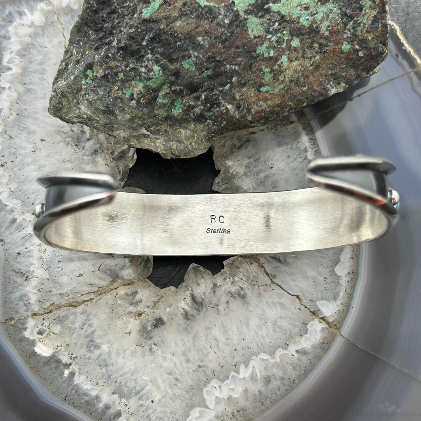Reed Charley Native Americn Sterling Silver Turquoise Row Bracelet For Women