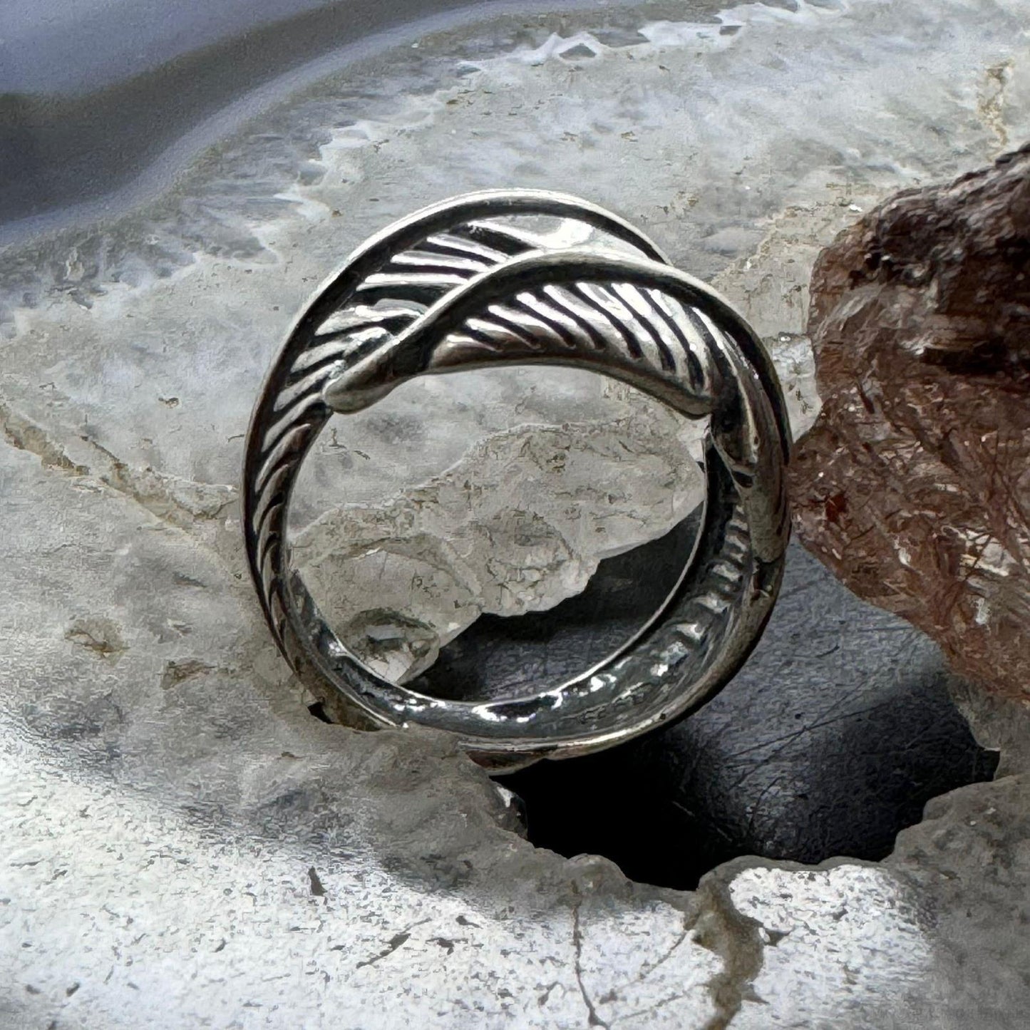 Carolyn Pollack Sterling Silver Wrap Around Feather Ring For Women with Size Variety