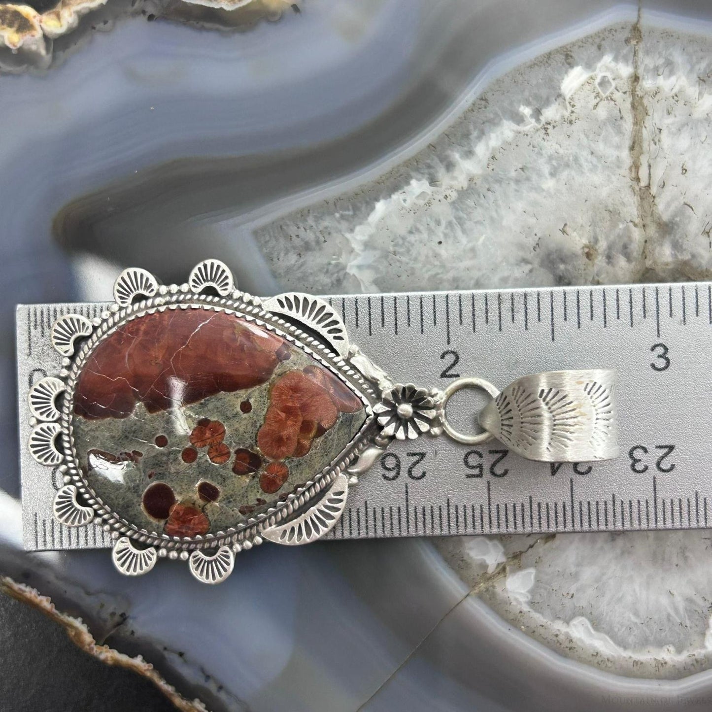 Sterling Silver Southwestern Style Wide Teardrop Peanut Obsidian Pendant For Women
