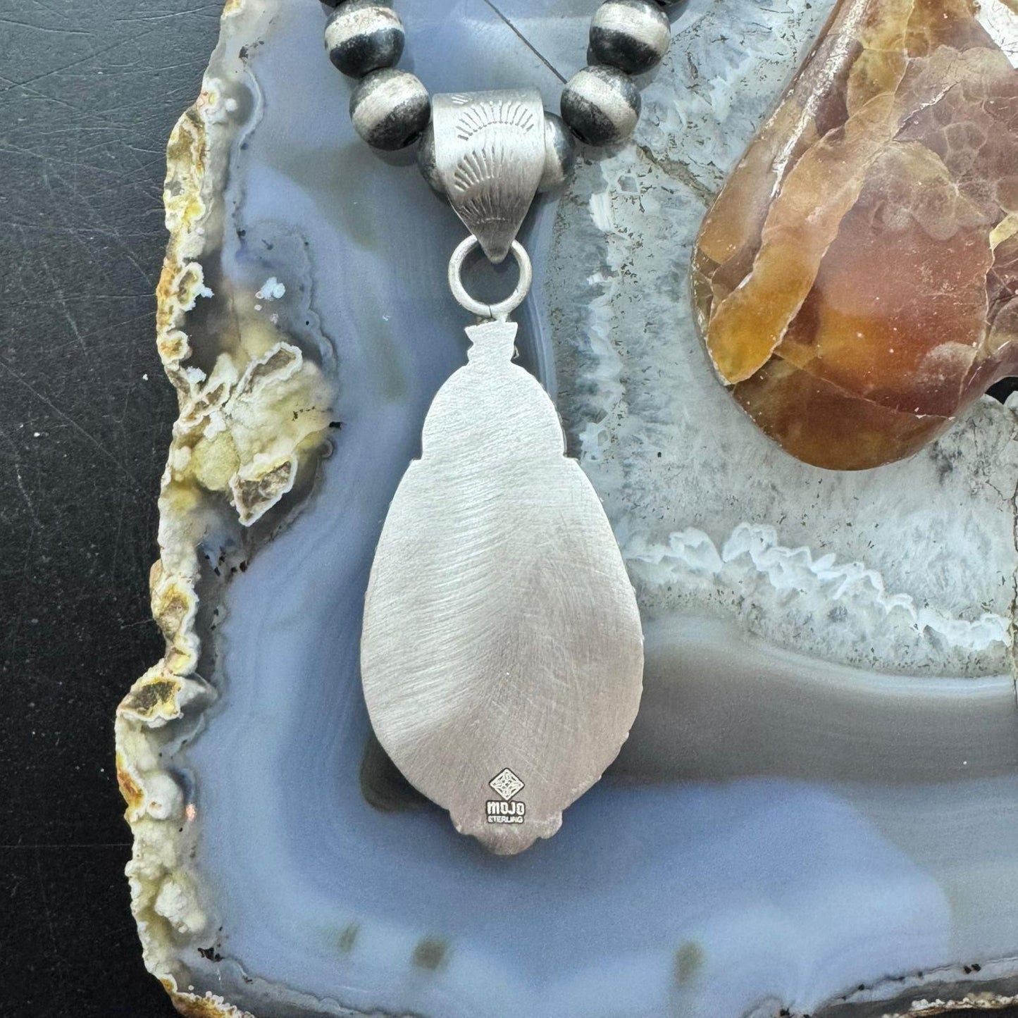Sterling Silver Southwestern Style Elongated Teardrop Shattuckite Pendant For Women