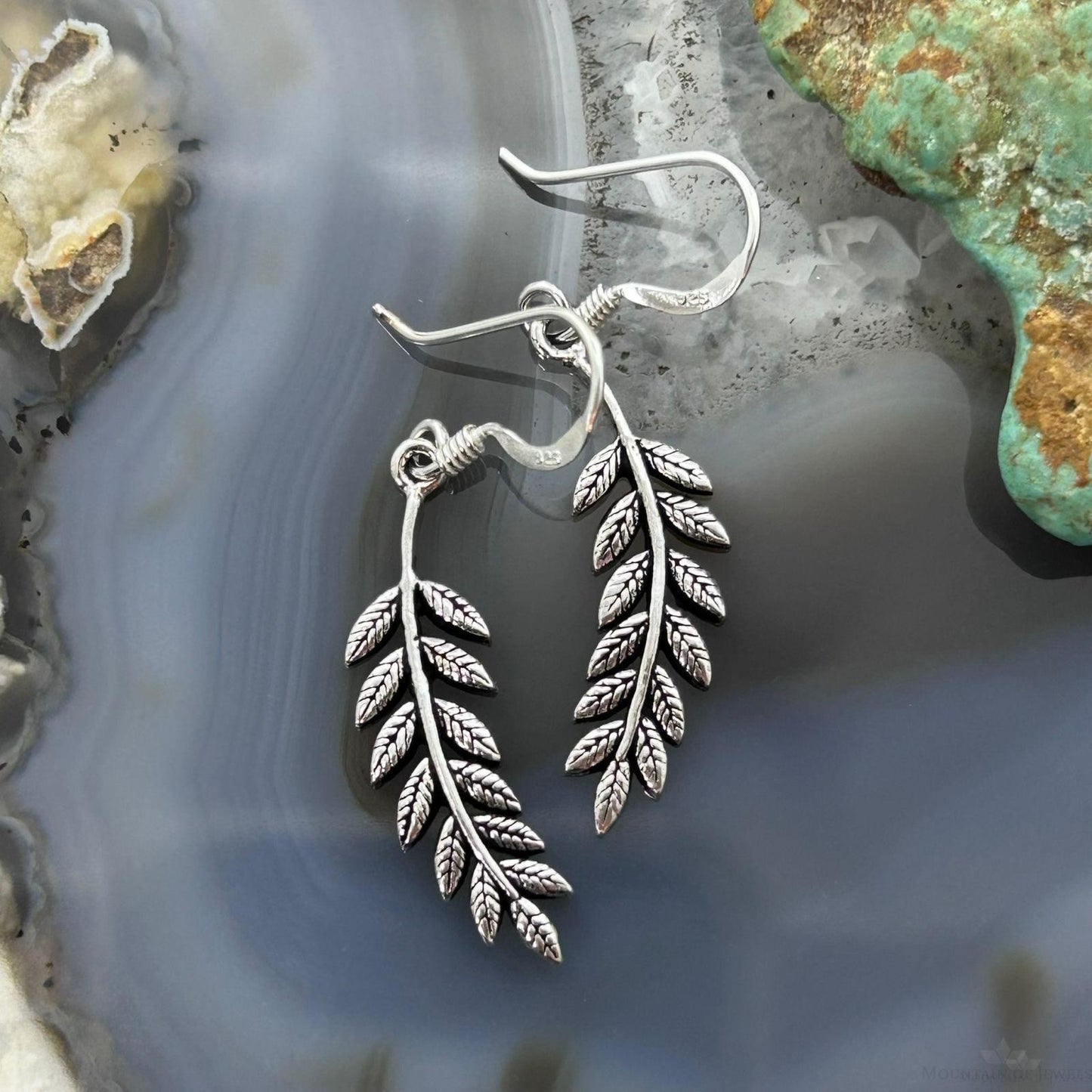 Sterling Silver Leaf Design Fashion Dangle Earrings For Women