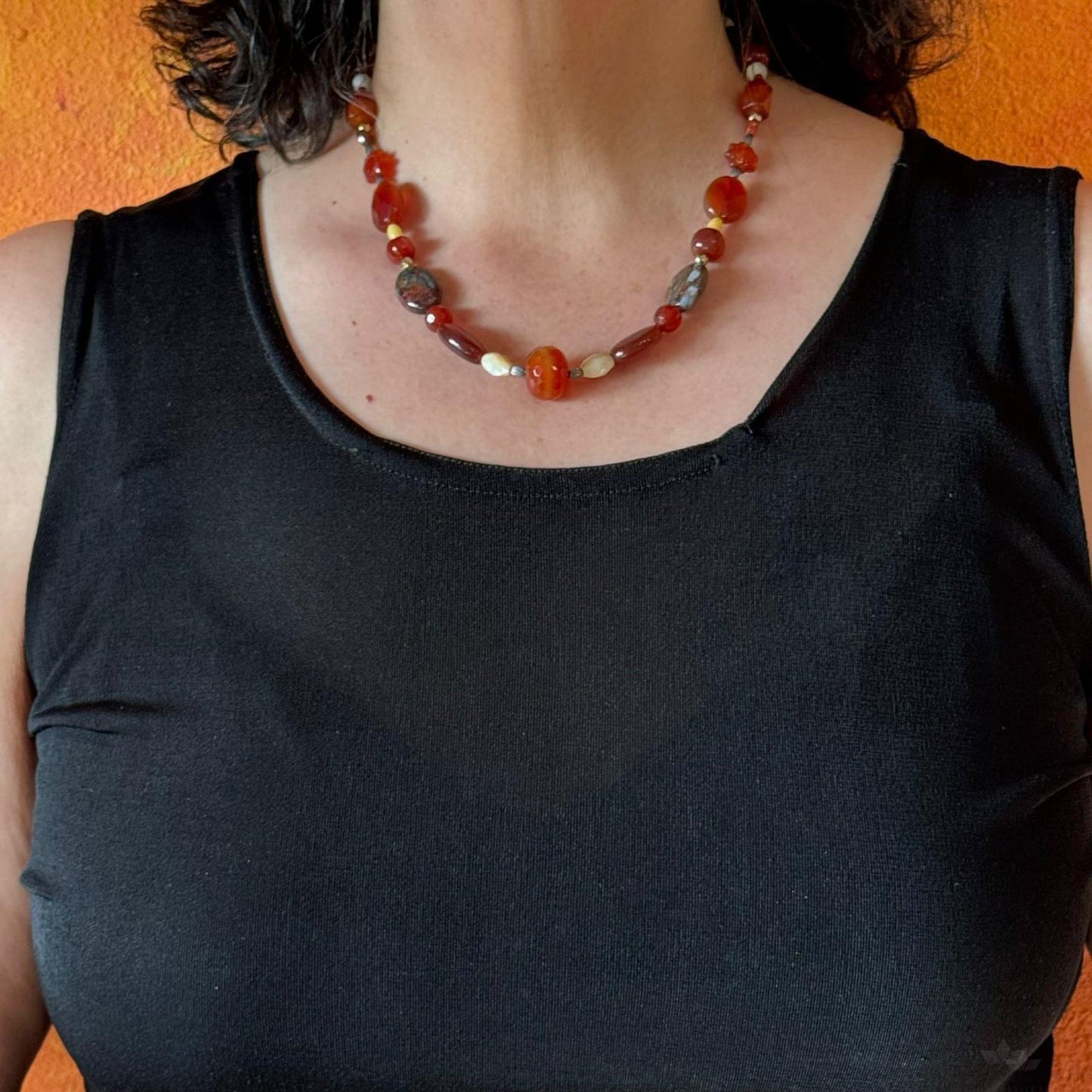 Carolyn Pollack Sterling Silver Multi Earthtone Gemstone Beaded Necklace For Women