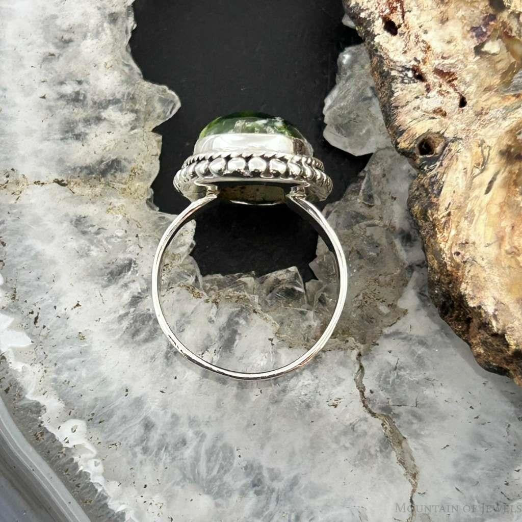 Sterling Silver Southwestern Style Oval Chrome Chalcedony Ring Size 7 For Women