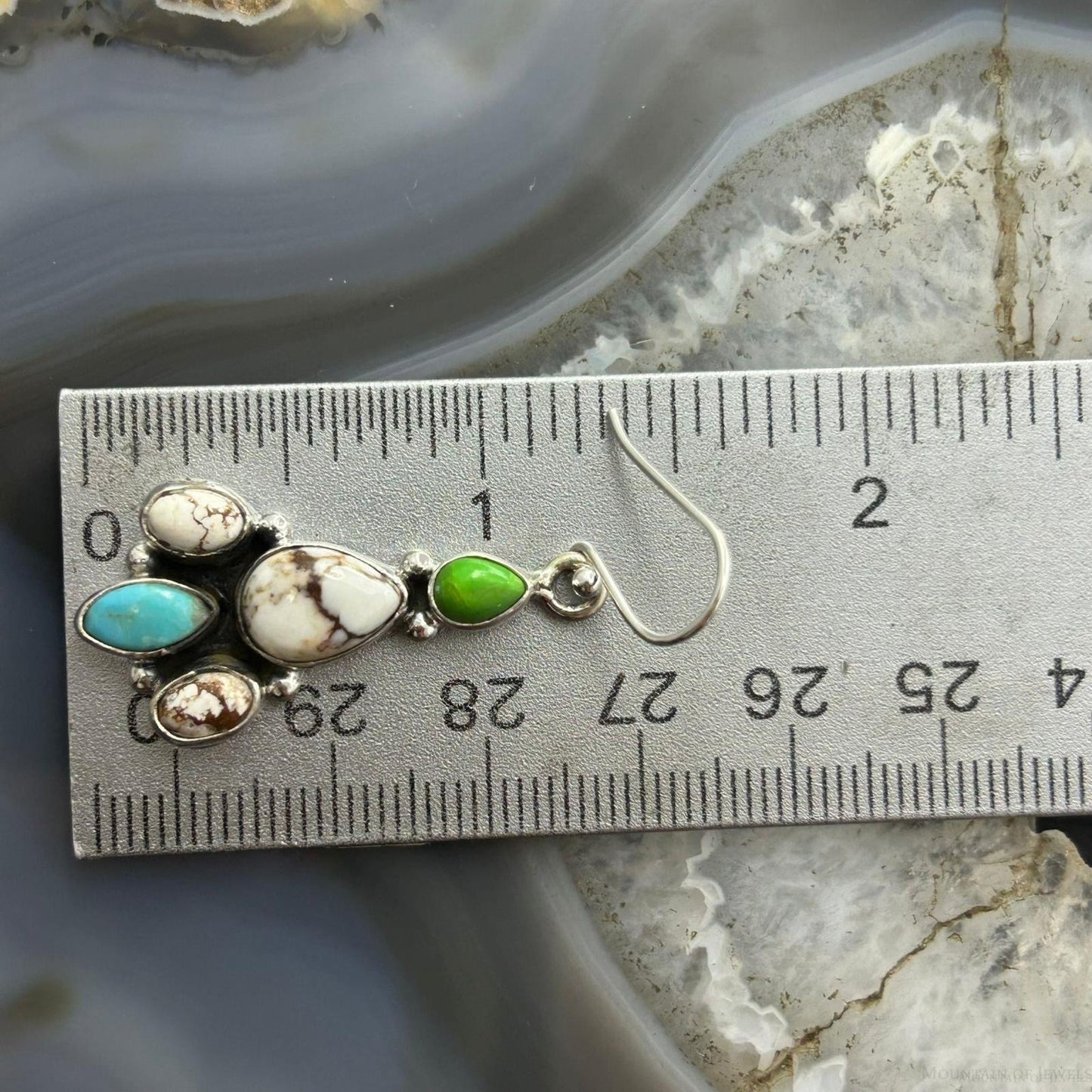 Sterling Silver Southwestern Style Multistone Dangle Earrings For Women
