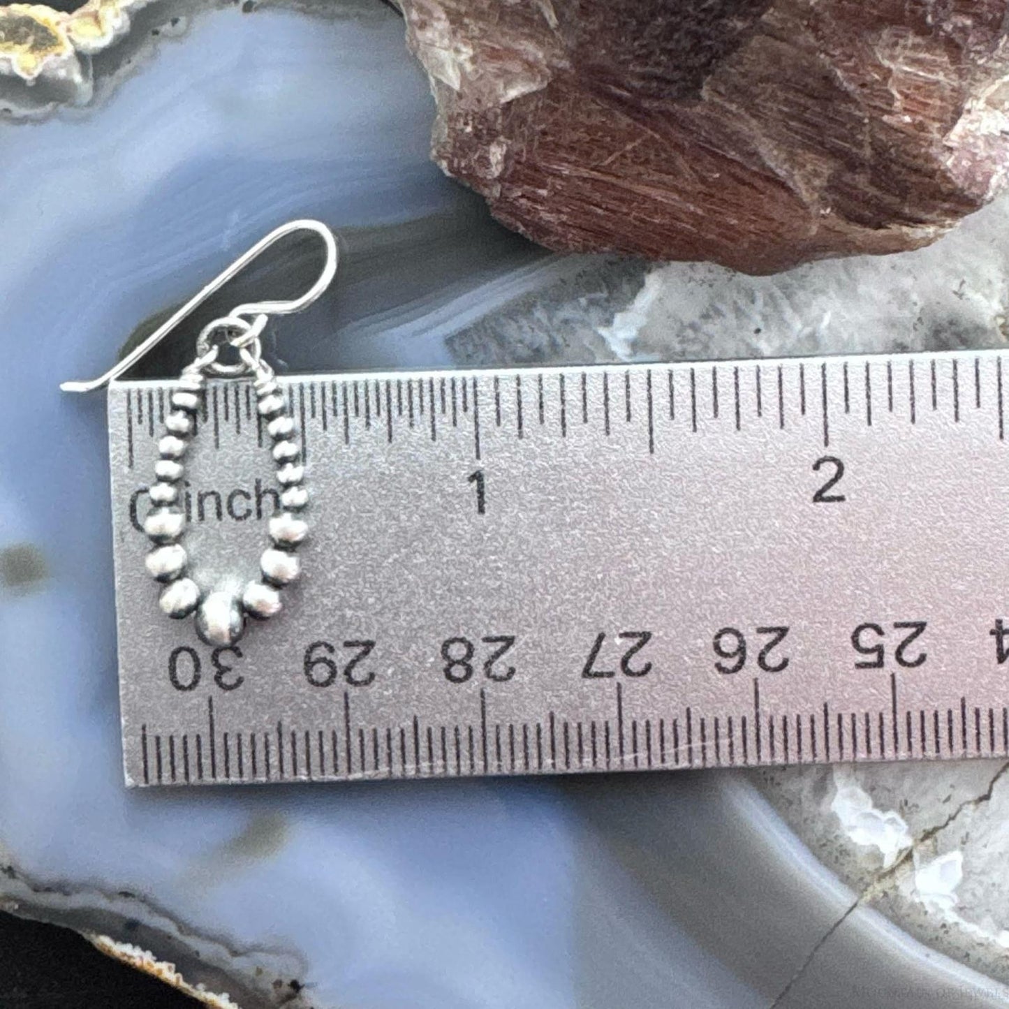 Native American Sterling Silver Graduated Navajo Pearl Beads Dangle Earrings For Women