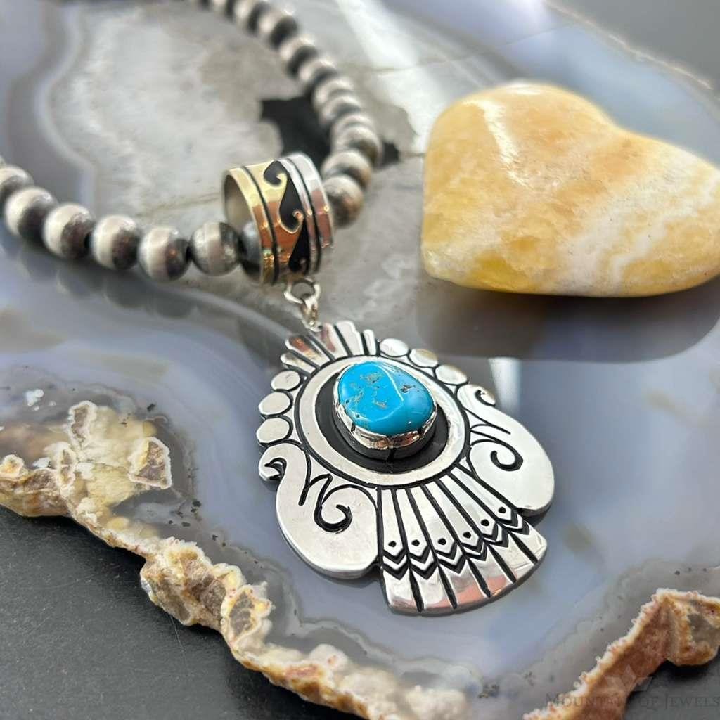 Tommy & Rosita Singer Sterling Silver Overlay w/Turquoise Unisex Pendant #1