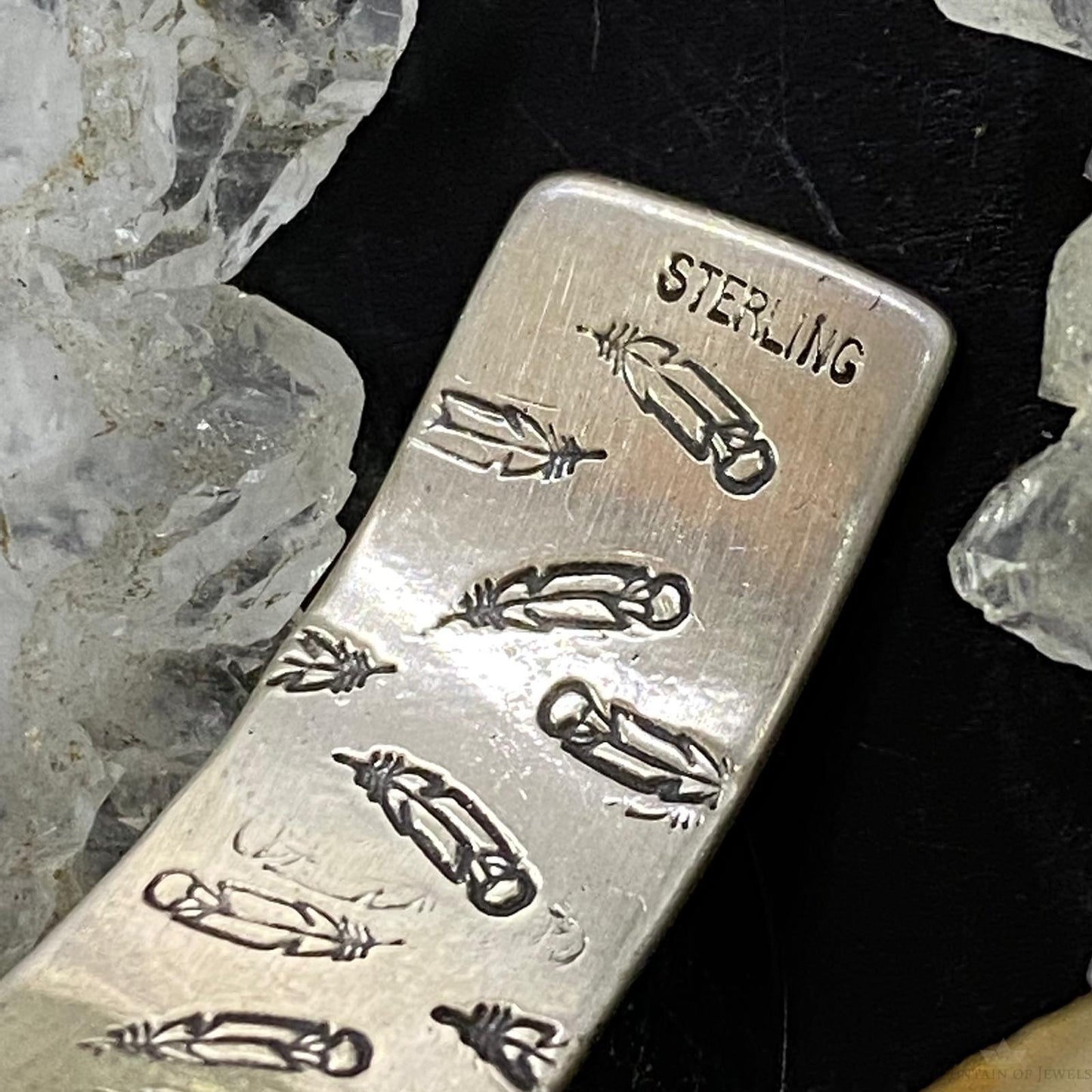Native American Sterling Silver Geometric Patterns Engraved Unisex Bracelet