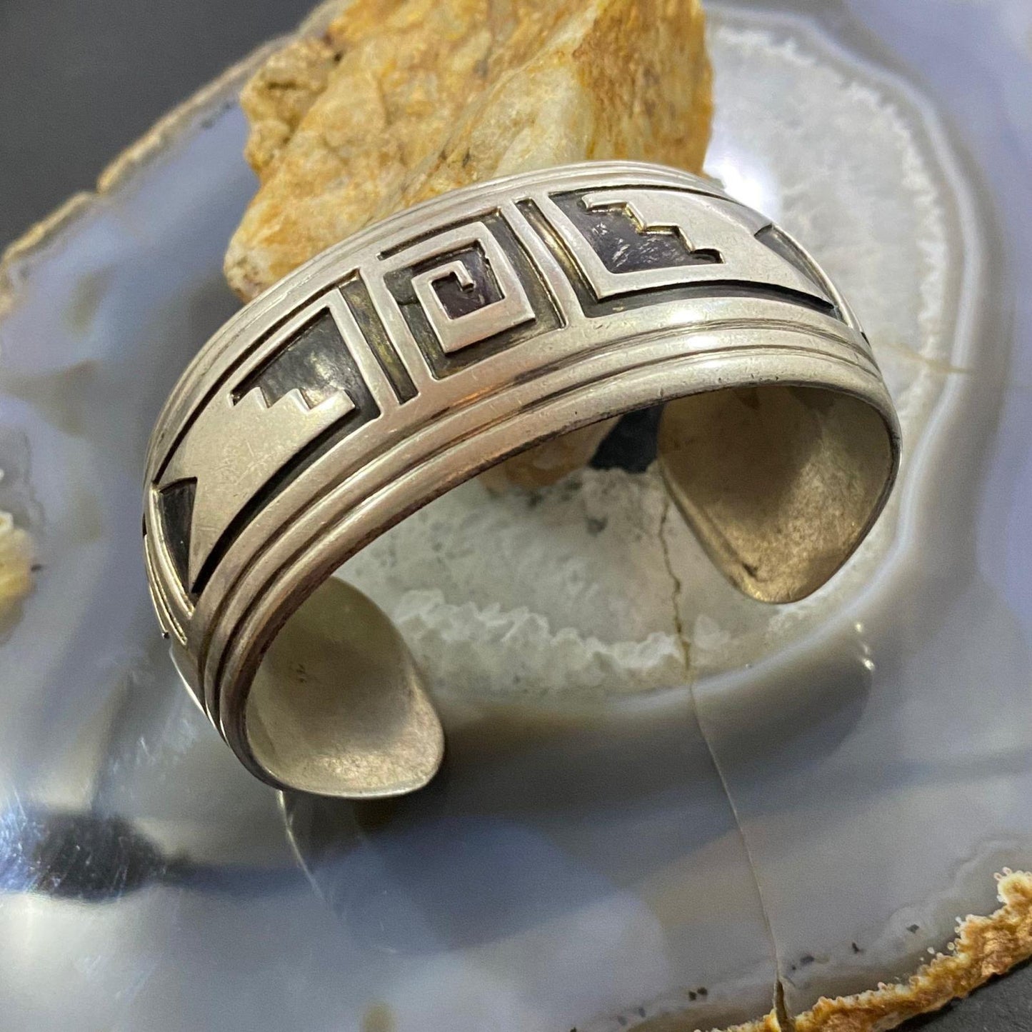 Vintage Native American Silver SW Motif Hopi Overlay Bracelet For Women #1