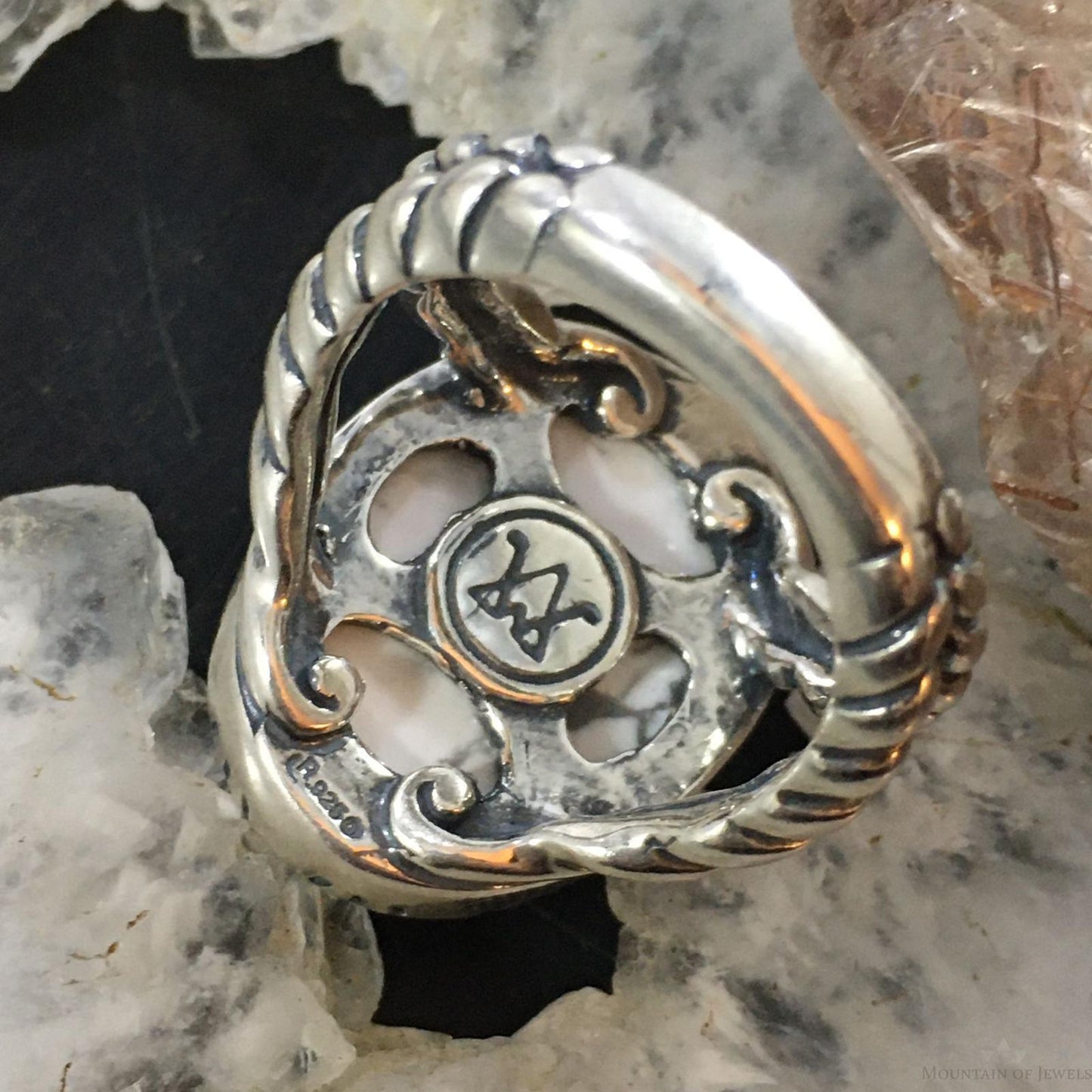 Carolyn Pollack Southwestern Style Sterling Silver Oval Howlite w/Spirit Horse Ring For Women