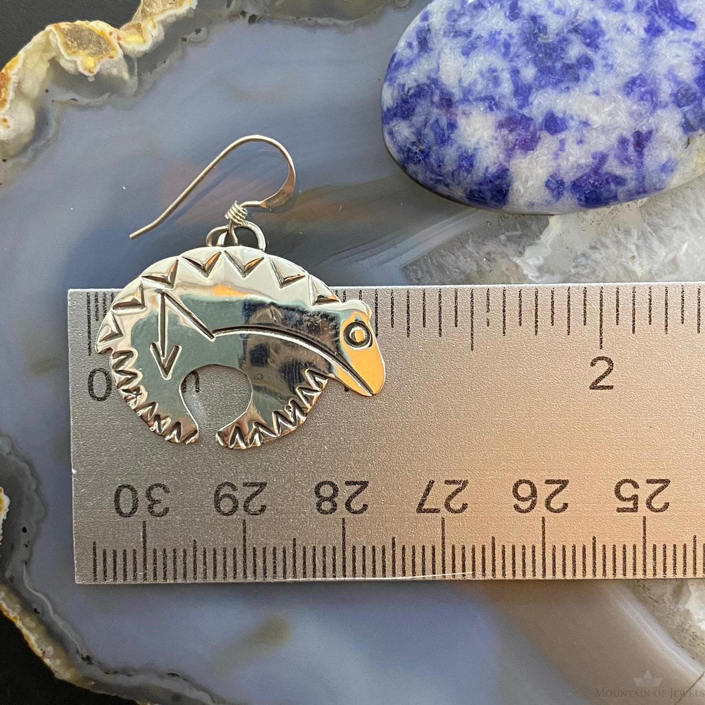 Brad Panteah Sterling Silver Stamped Fetish Bear Dangle Earrings For Women #1