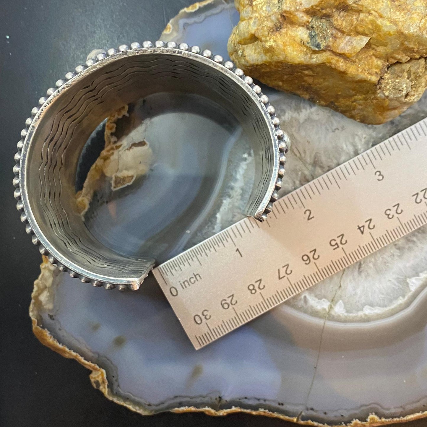 Tawney Cruz-Willie Native American Sterling Wide Decorated Bracelet For Women