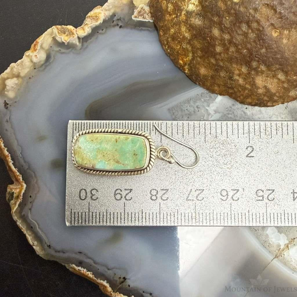 Sterling Silver Southwestern Style Rectangle Turquoise Dangle Earrings For Women