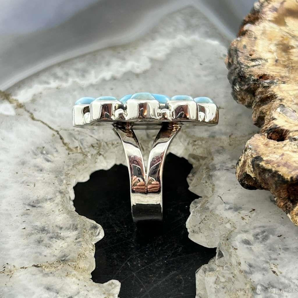 Sterling Silver Southwestern Style Larimar Cluster Ring Size 7 For Women