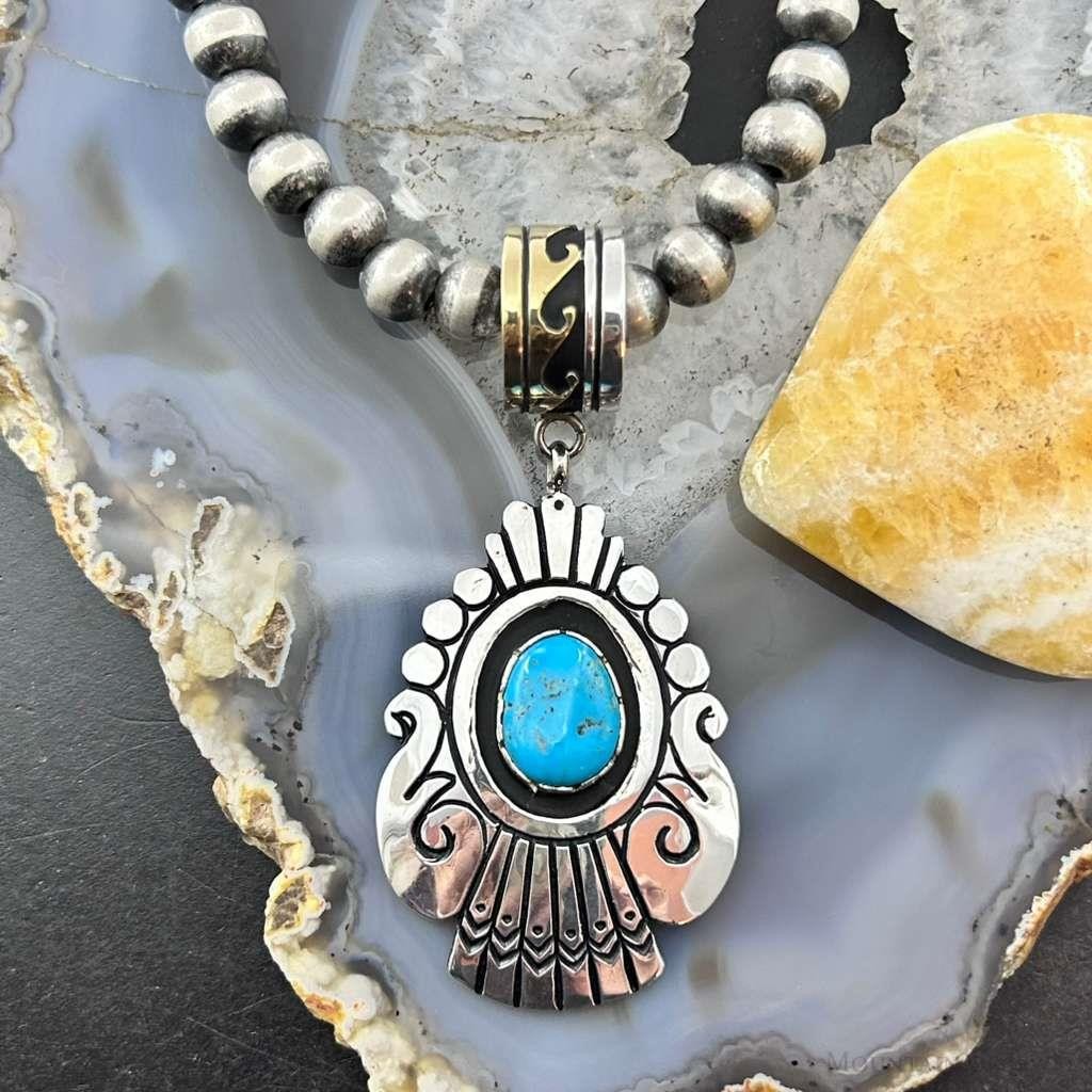 Tommy & Rosita Singer Sterling Silver Overlay w/Turquoise Unisex Pendant #1