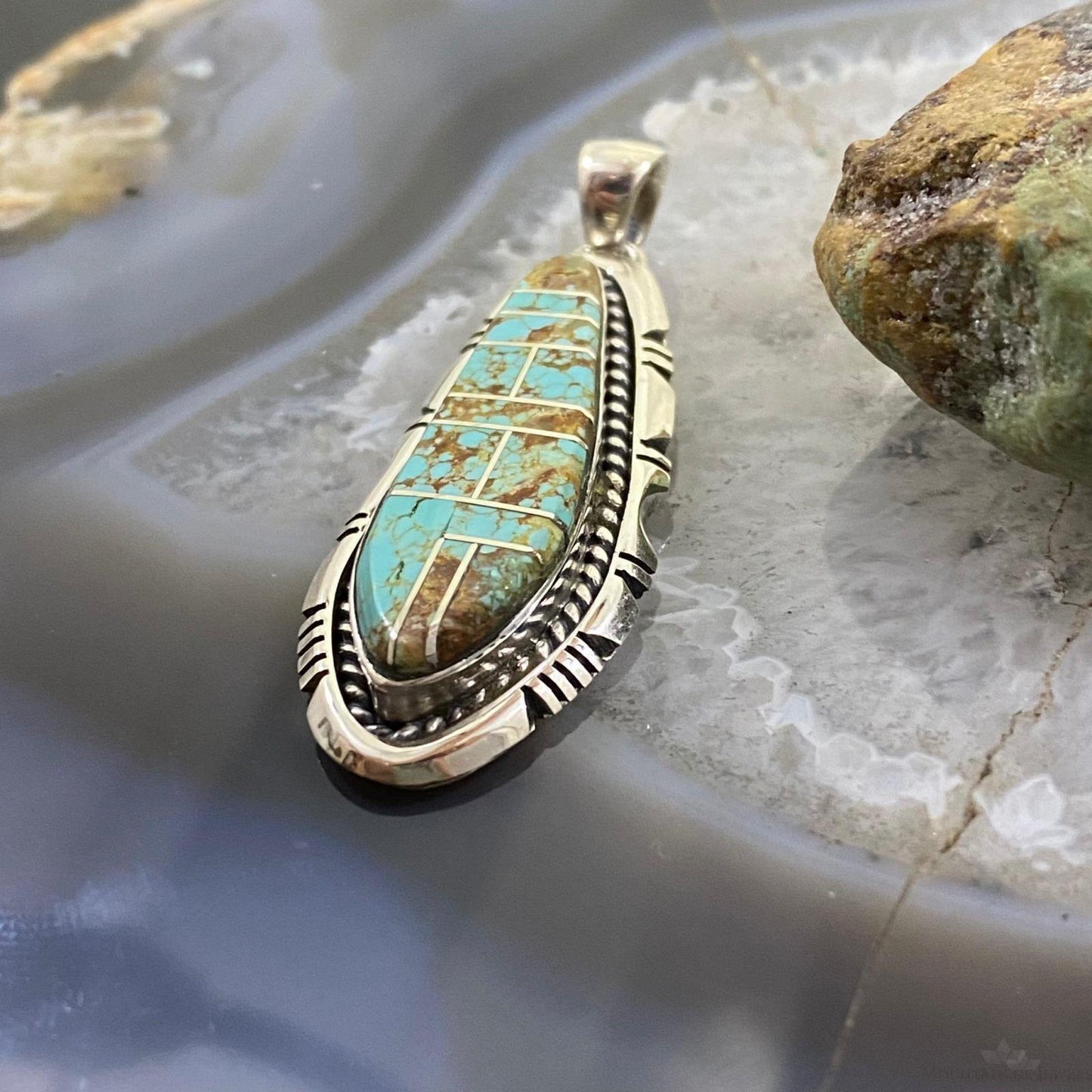 Wydell Billie Sterling Silver Turquoise Channel Inlay Unisex Pendant