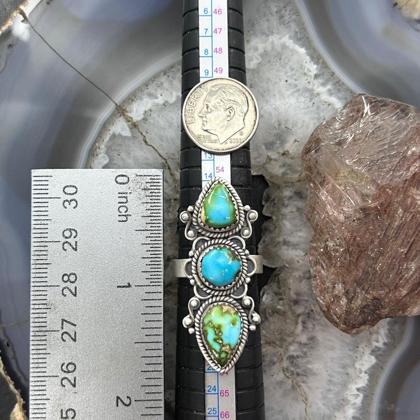 Sterling Silver Southwestern Style Sonora Gold Turquoise Adjustable Ring For Women #2