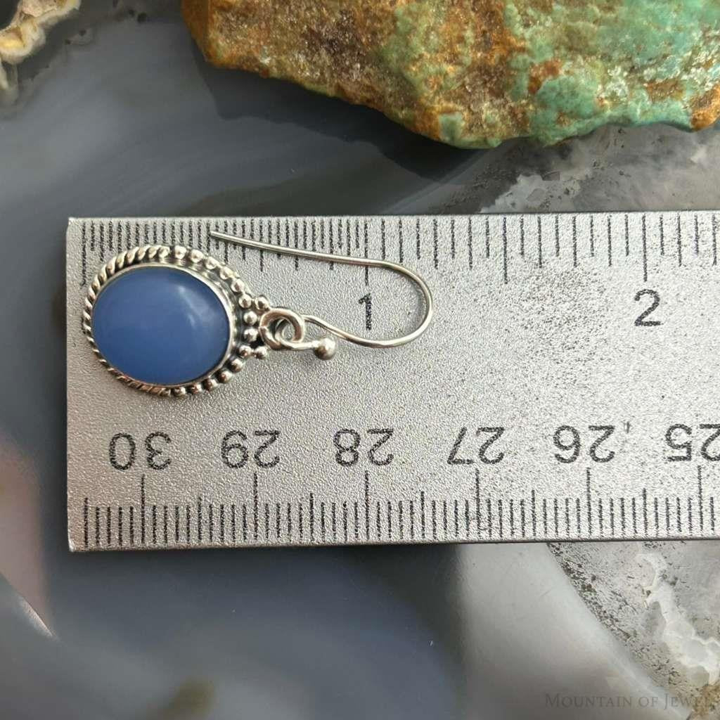 Sterling Silver Southwestern Style Periwinkel Chalcedony Dangle Earrings For Women