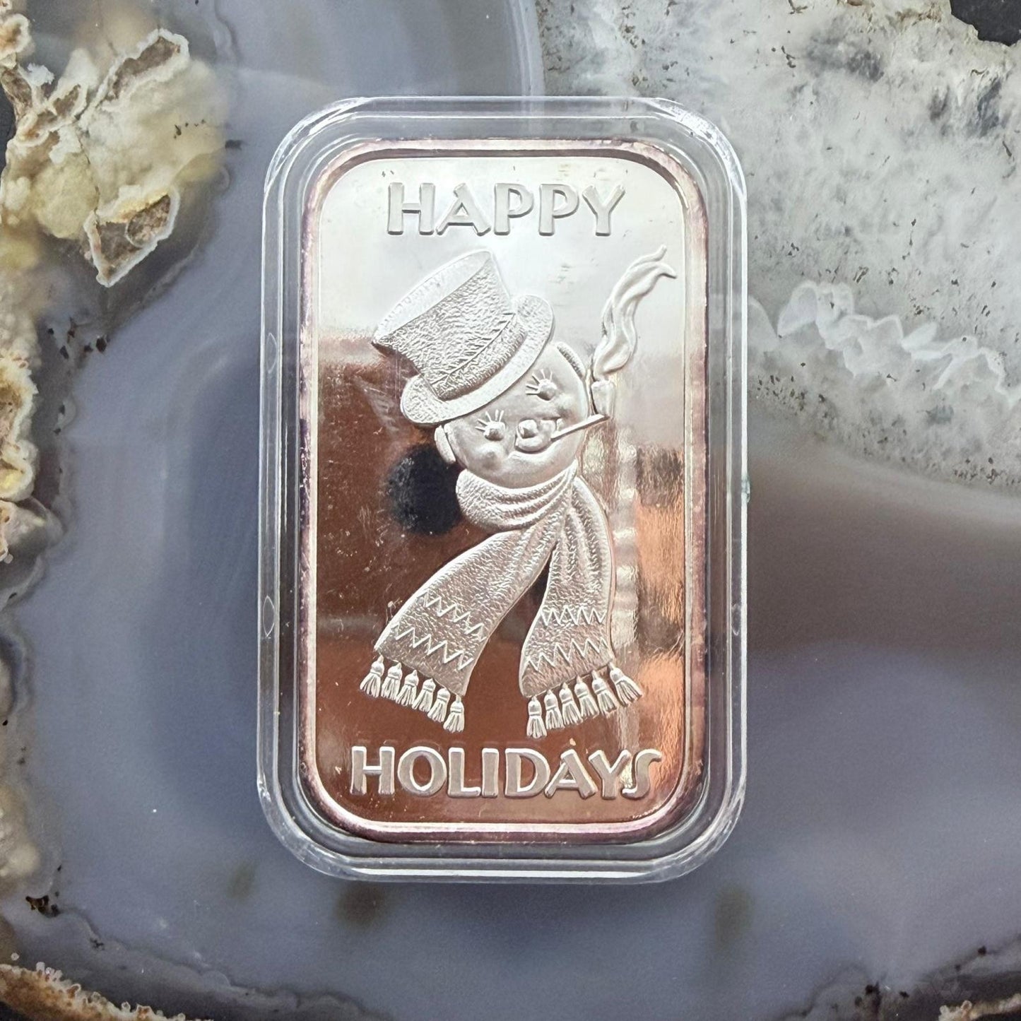 Vintage US 2004 1 Troy Ounce of .999 Fine Silver Bar Holiday Greeting #102525-15
