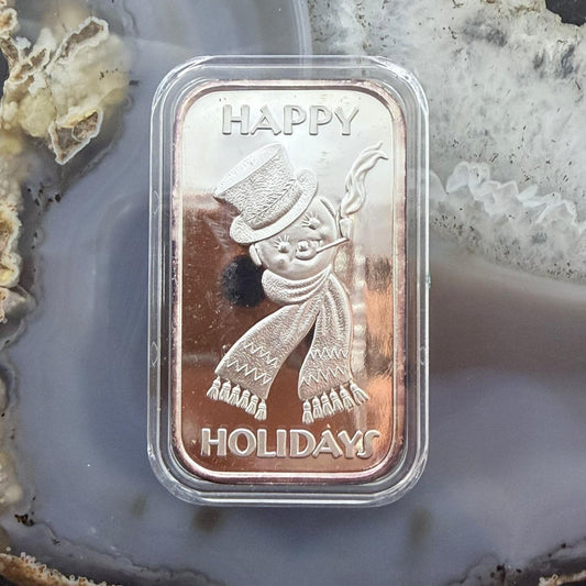 Vintage US 2004 1 Troy Ounce of .999 Fine Silver Bar Holiday Greeting #102525-15