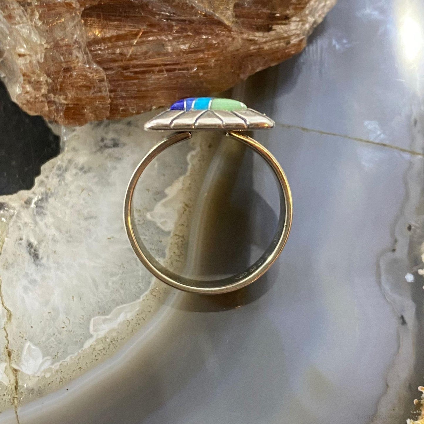 Carolyn Pollack Sterling Silver Multi Stone Inlay Bar Ring Variety of Sizes