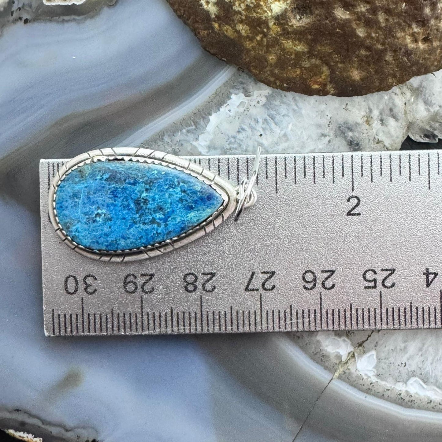 Sterling Silver Southwestern Style Teardrop Shattuckite Dangle Earrings For Women #2