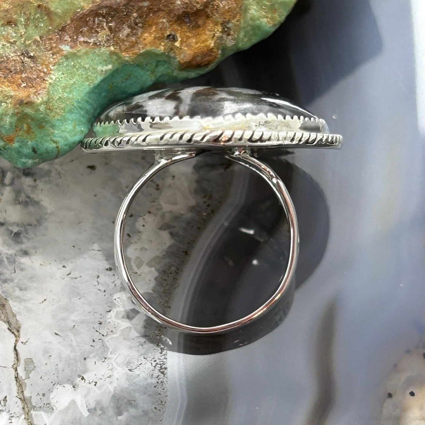 Sterling Silver Southwestern Style White Buffalo Heart Shape Ring Size 8 For Women