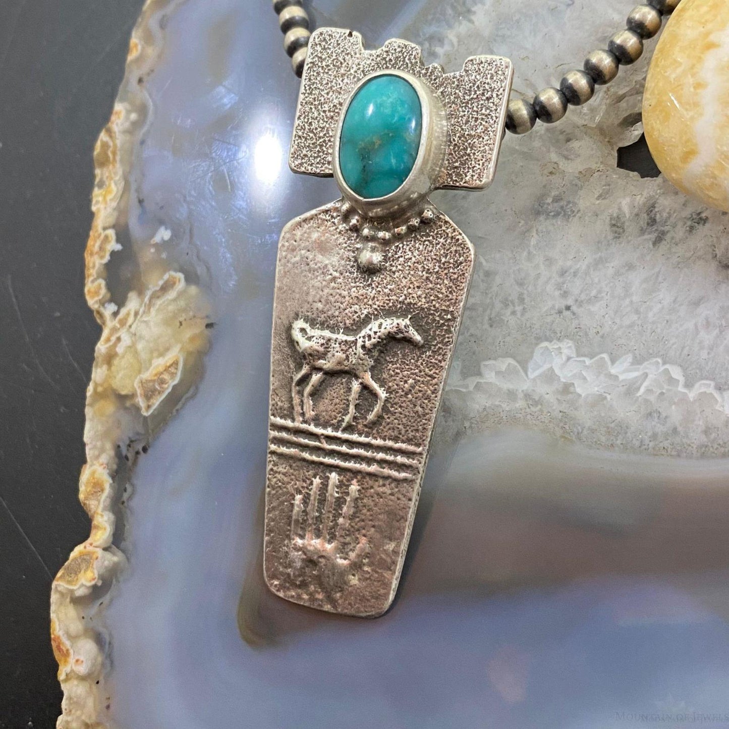 Joel Pajarito Native American Santo Domingo Tufa Cast w/Turquoise Unisex Pendant