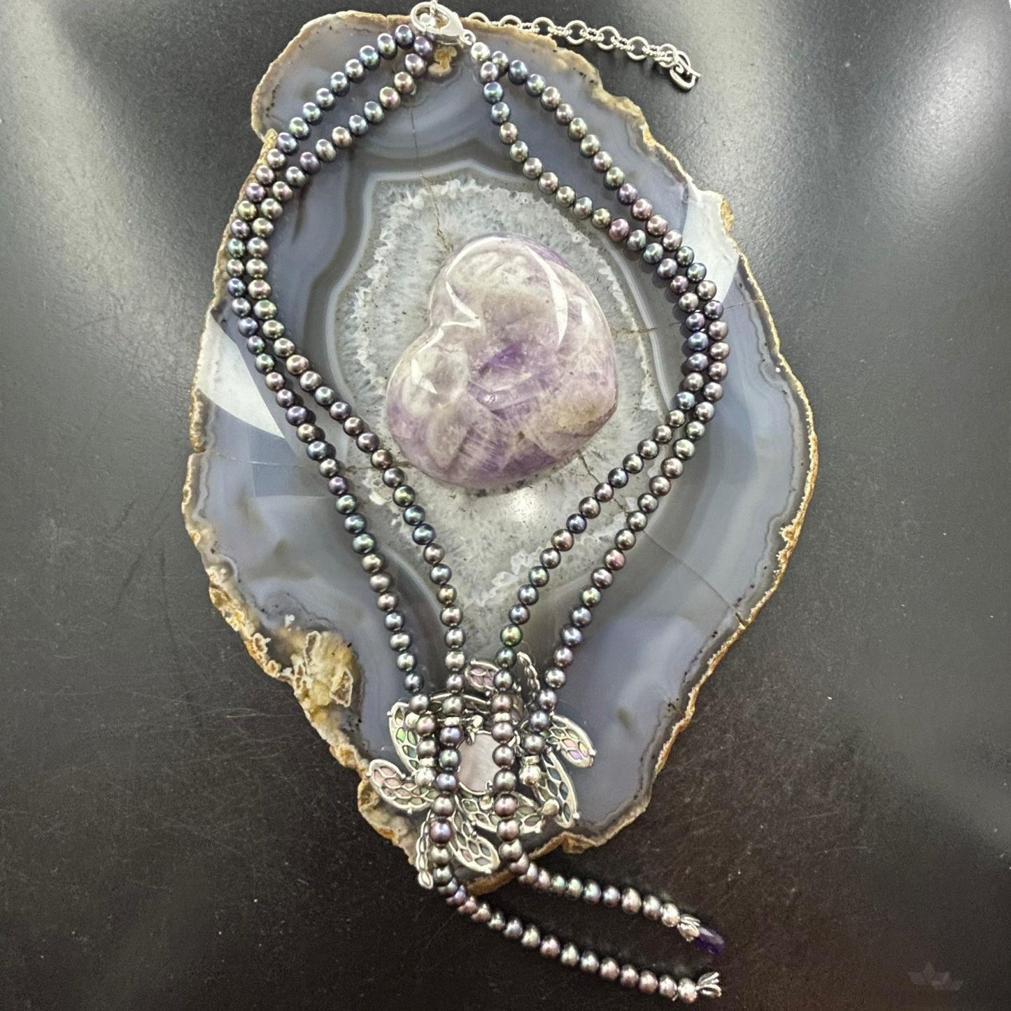 Carolyn Pollack Southwestern Style Sterling Silver Abalone Dragonflies Necklace For Women