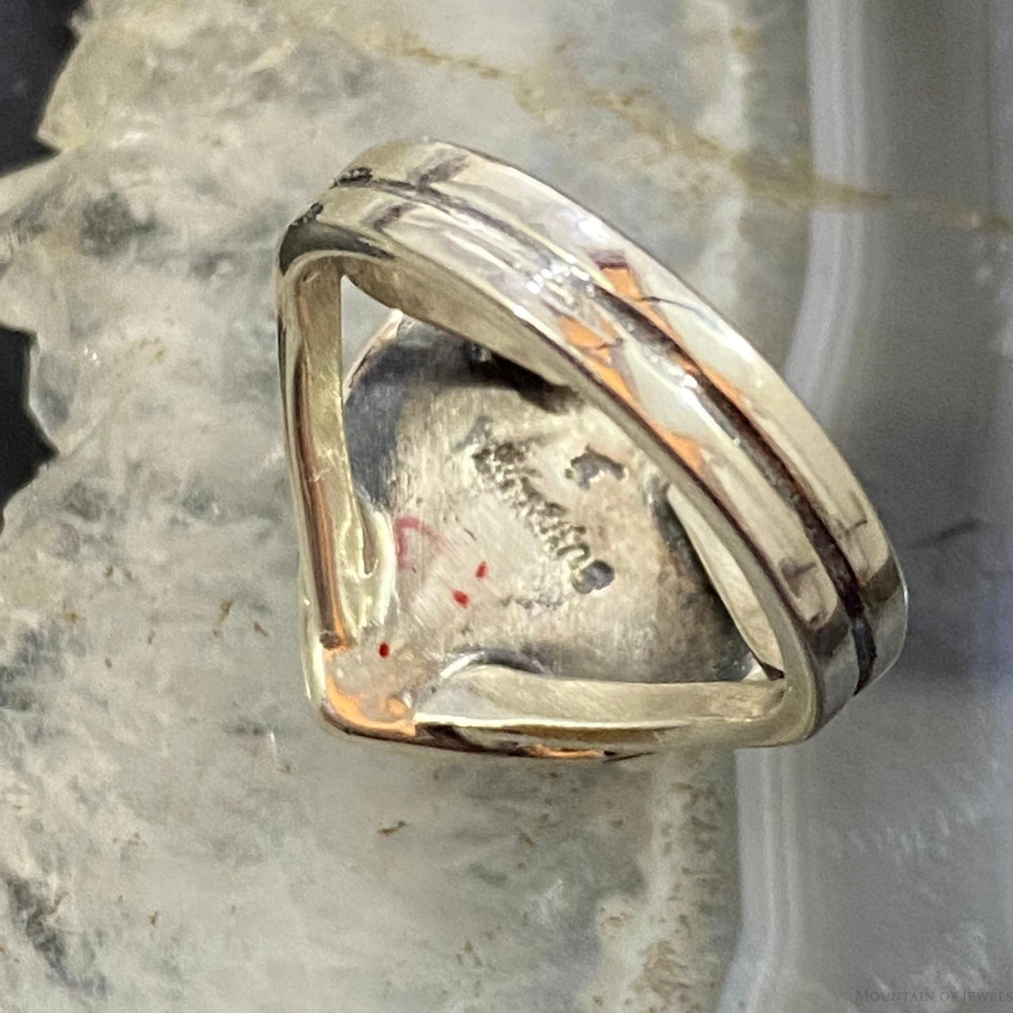 Native American Sterling Silver Chinese Turquoise Heart Ring Size 6 For Women