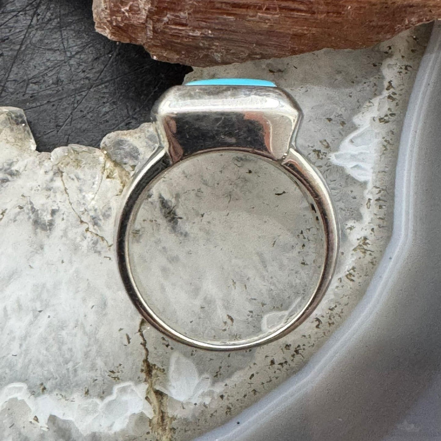 Carolyn Pollack Southwestern Style Sterling Silver Square Turquoise Ring For Women