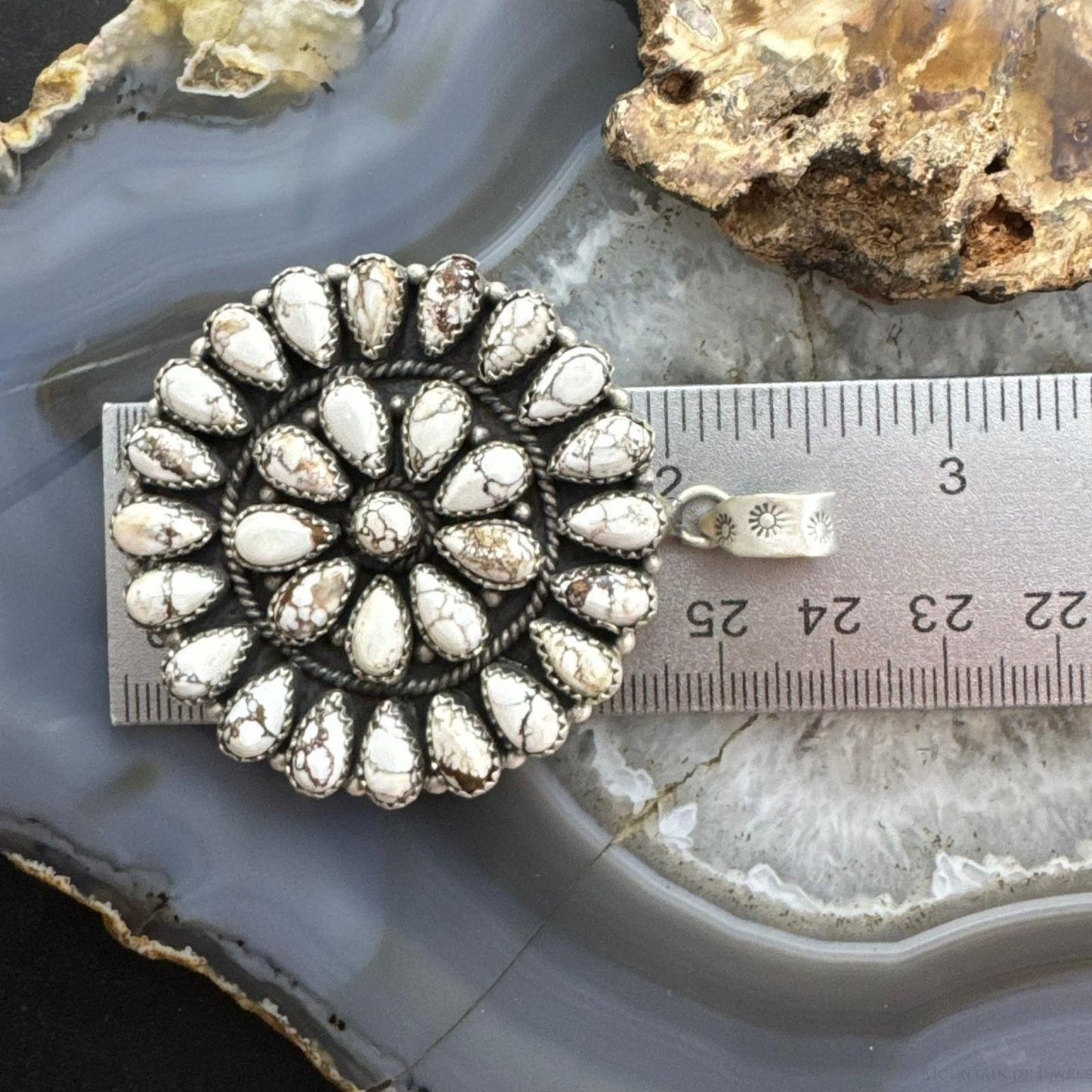 Sterling Silver Southwestern Style Teardrop Wild Horse Cluster Pendant For Women